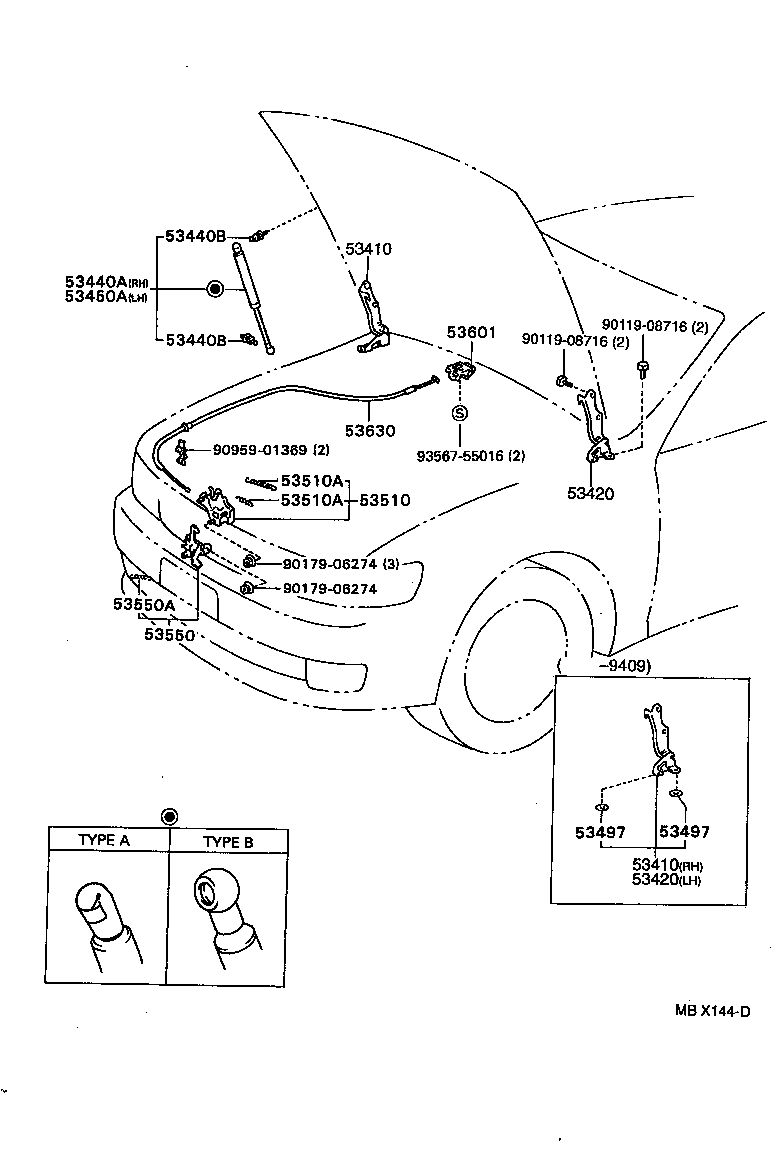 53450-29065 SUPPORT ASSY, HOOD, LH product image