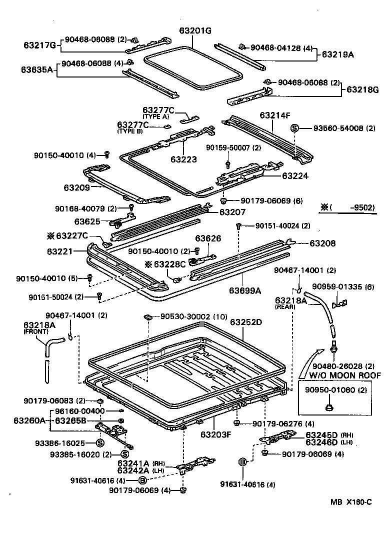 63118-22020 SUPPORT, ROOF PANEL, RH product image