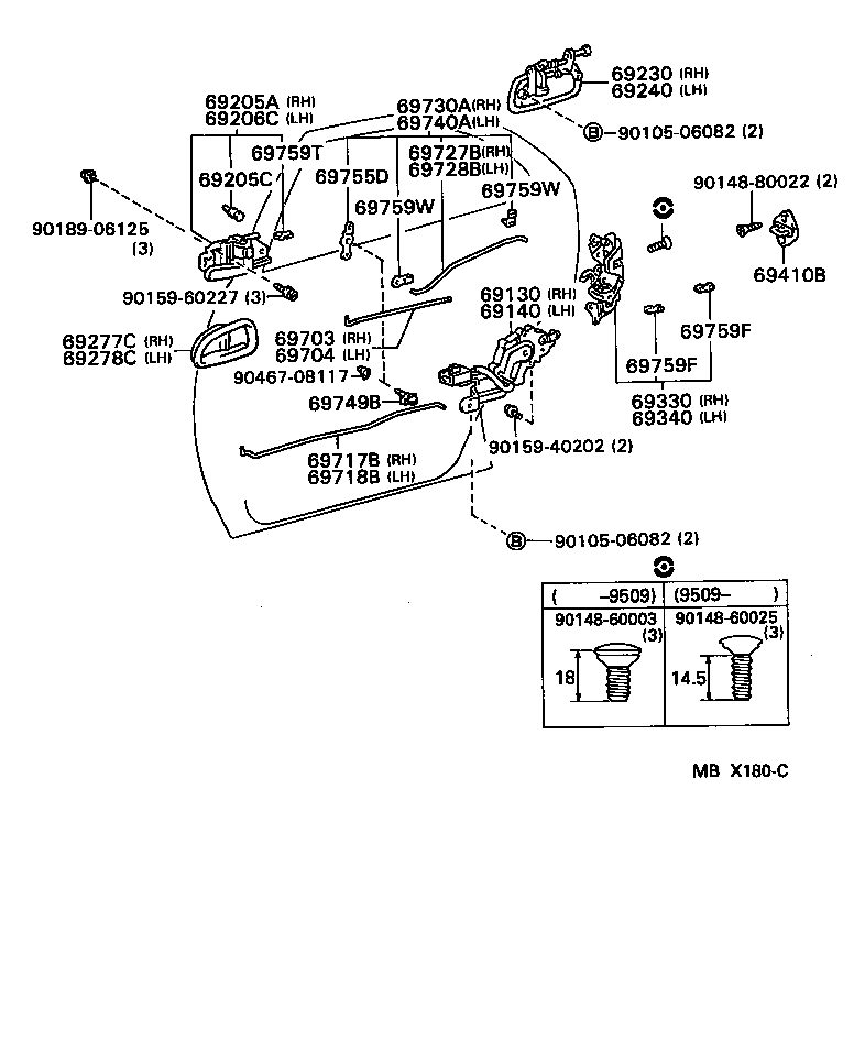 69140-22070 ACTUATOR ASSY, REAR DOOR LOCK, LH product image