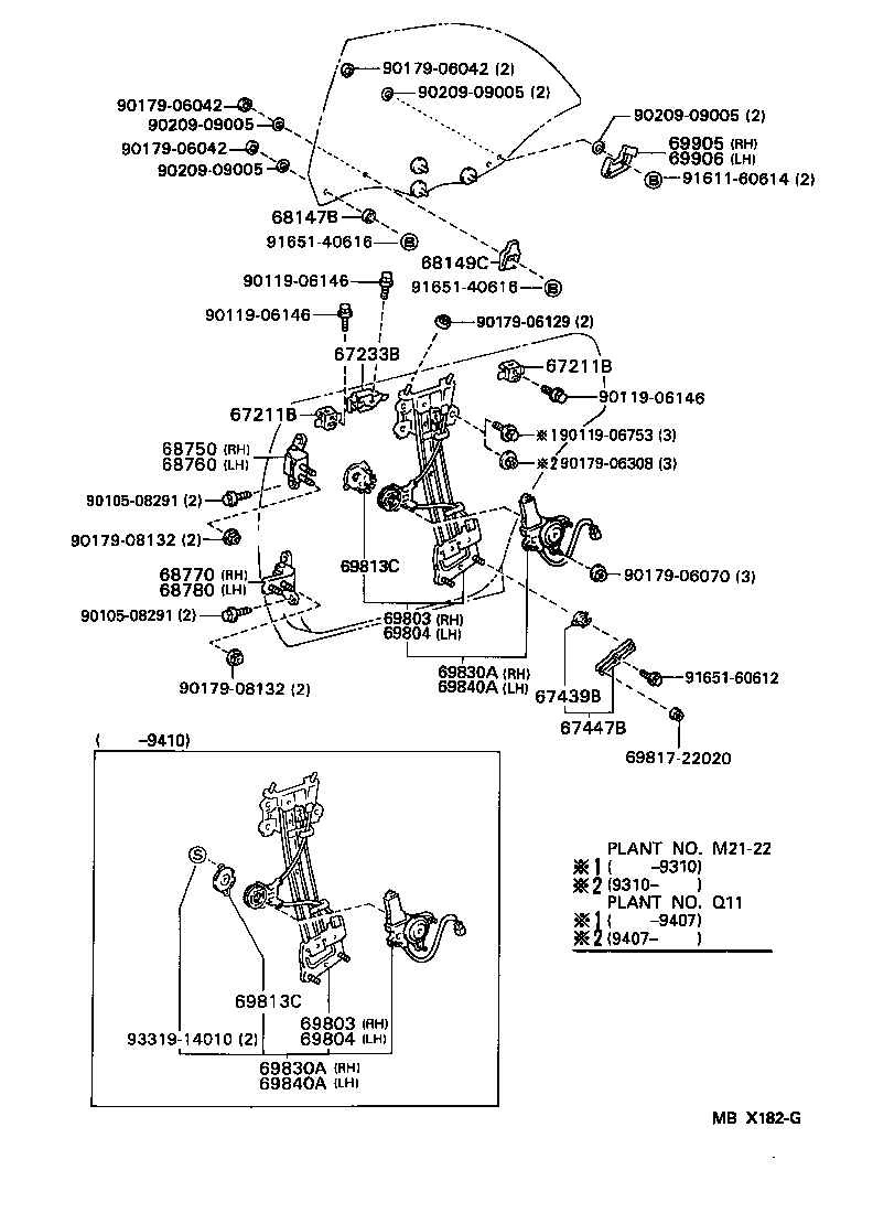 69830-22330 REGULATOR ASSY, REAR DOOR WINDOW, RH product image