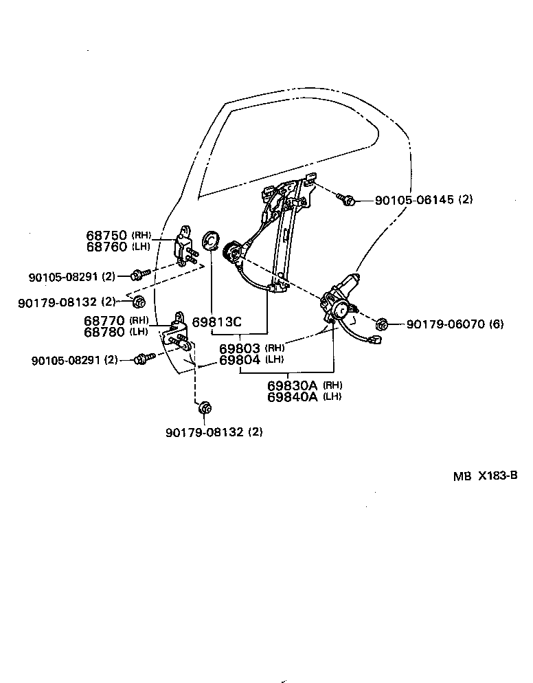 69830-22260 REGULATOR ASSY, REAR DOOR WINDOW, RH product image