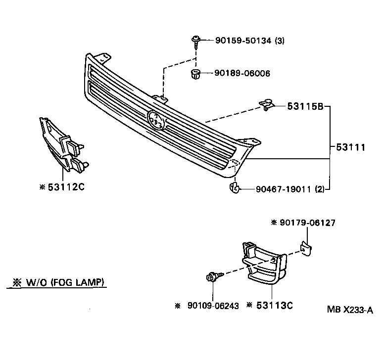 53113-05010 GRILLE, RADIATOR, LOWER LH product image