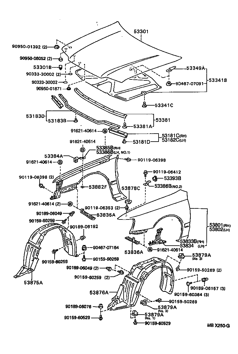 53802-21090 FENDER SUB-ASSY, FRONT LH product image