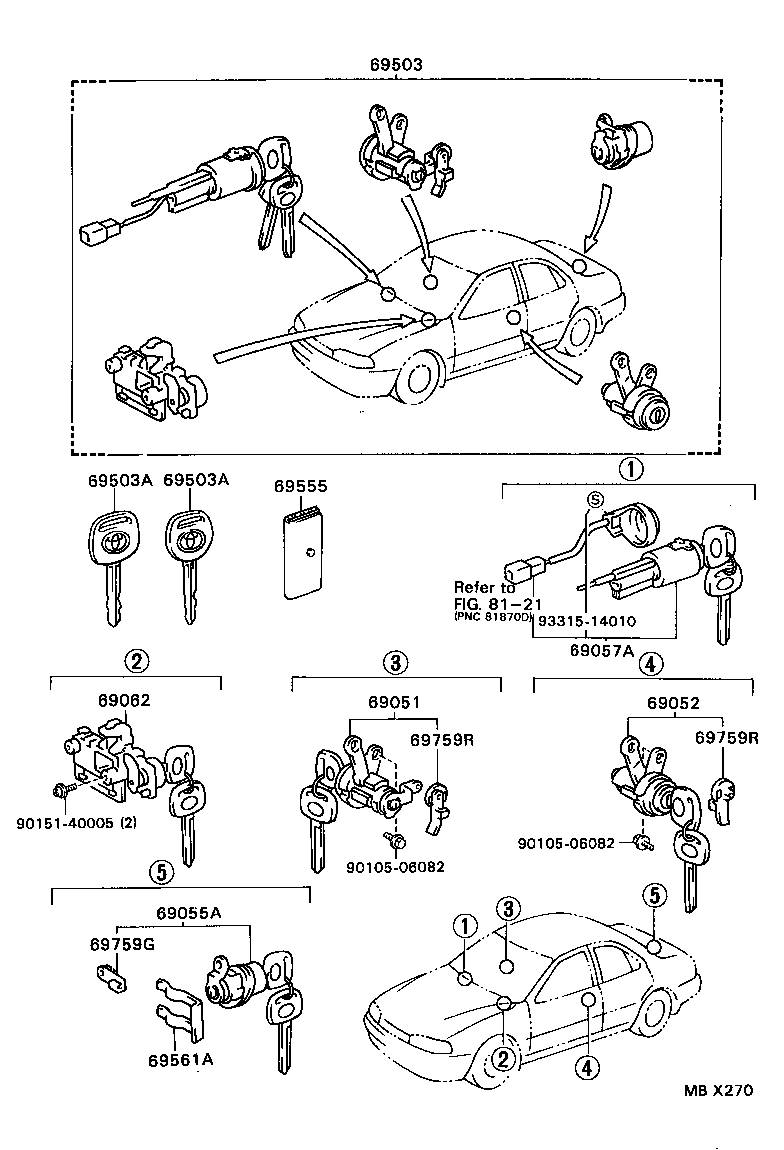 69005-33320 CYLINDER SET, LOCK product image