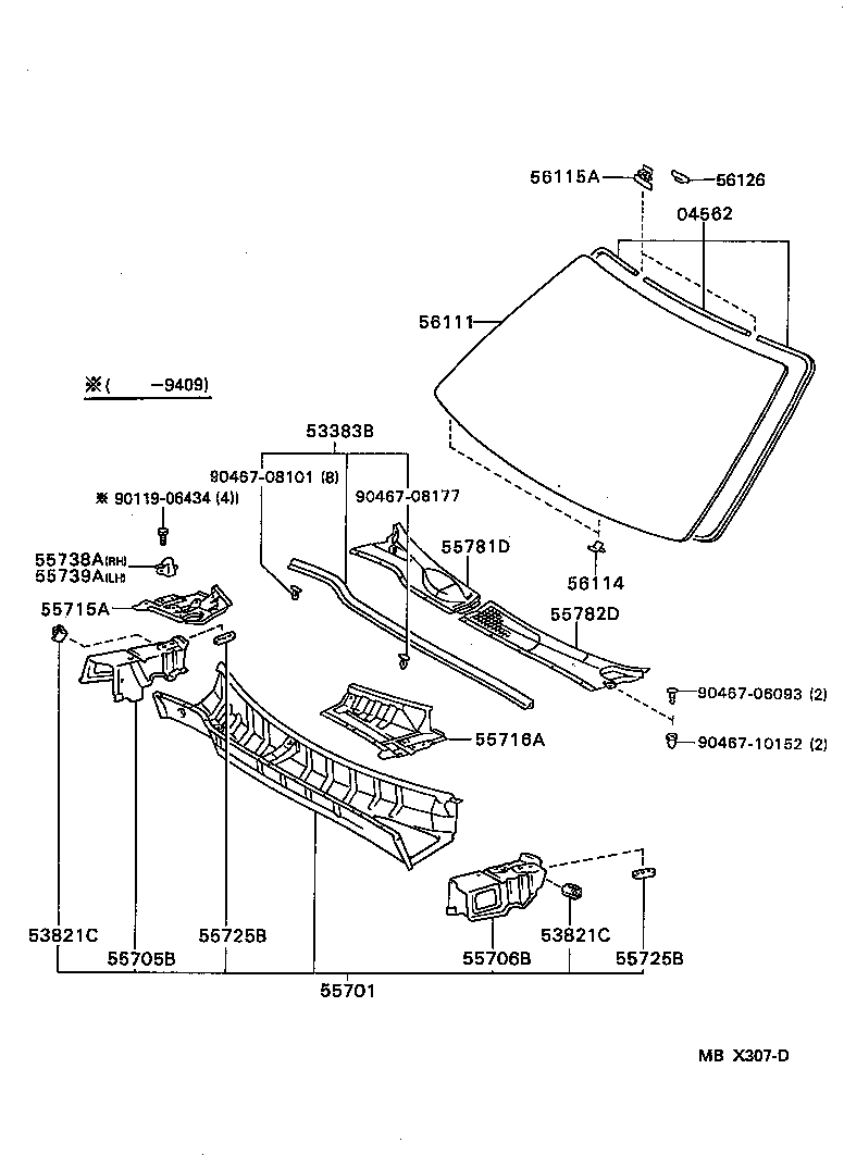 04562-22010 DAM KIT, WINDSHIELD GLASS product image