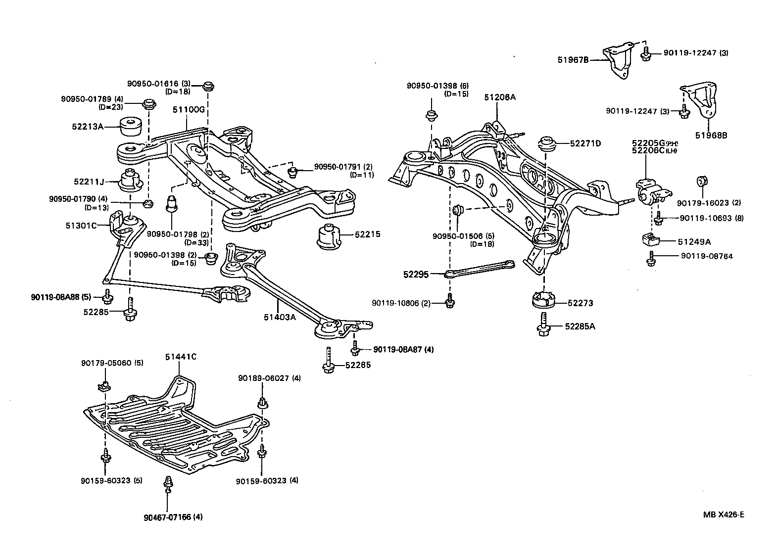 Toyota 51100-30840 FRAME ASSY, FRONT