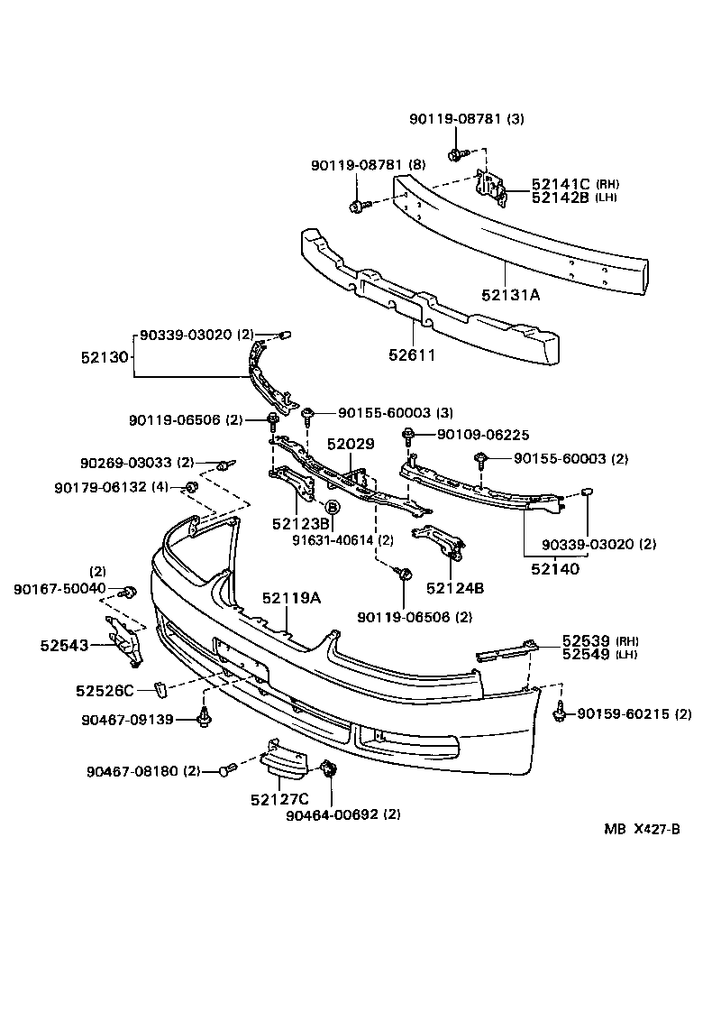 Toyota 52124-30050 PLATE, FRONT BUMPER REINFORCEMENT, LH