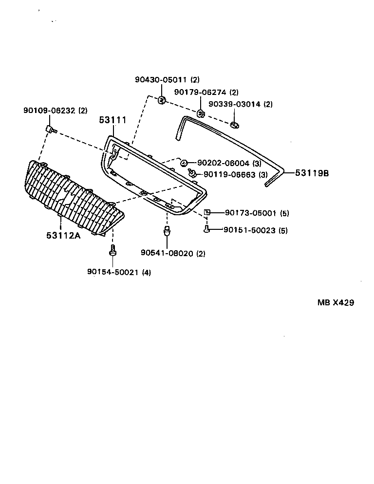 53111-30610 GRILLE, RADIATOR product image