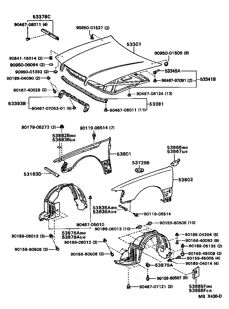 Toyota 53835-30050 BRACE, FRONT FENDER TO APRON, RH