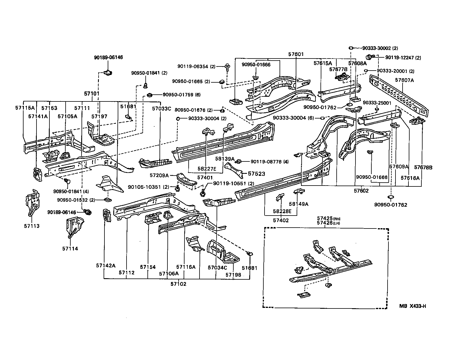 Toyota 57425-30902 REINFORCEMENT, FRONT FLOOR, NO.2 RH