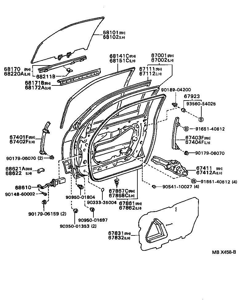 Toyota 67610-3F271-B0 BOARD SUB-ASSY, FRONT DOOR TRIM, RH