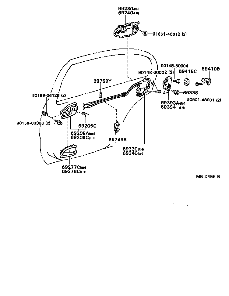Toyota 69230-30120-D2 HANDLE ASSY, REAR DOOR OUTSIDE, RH