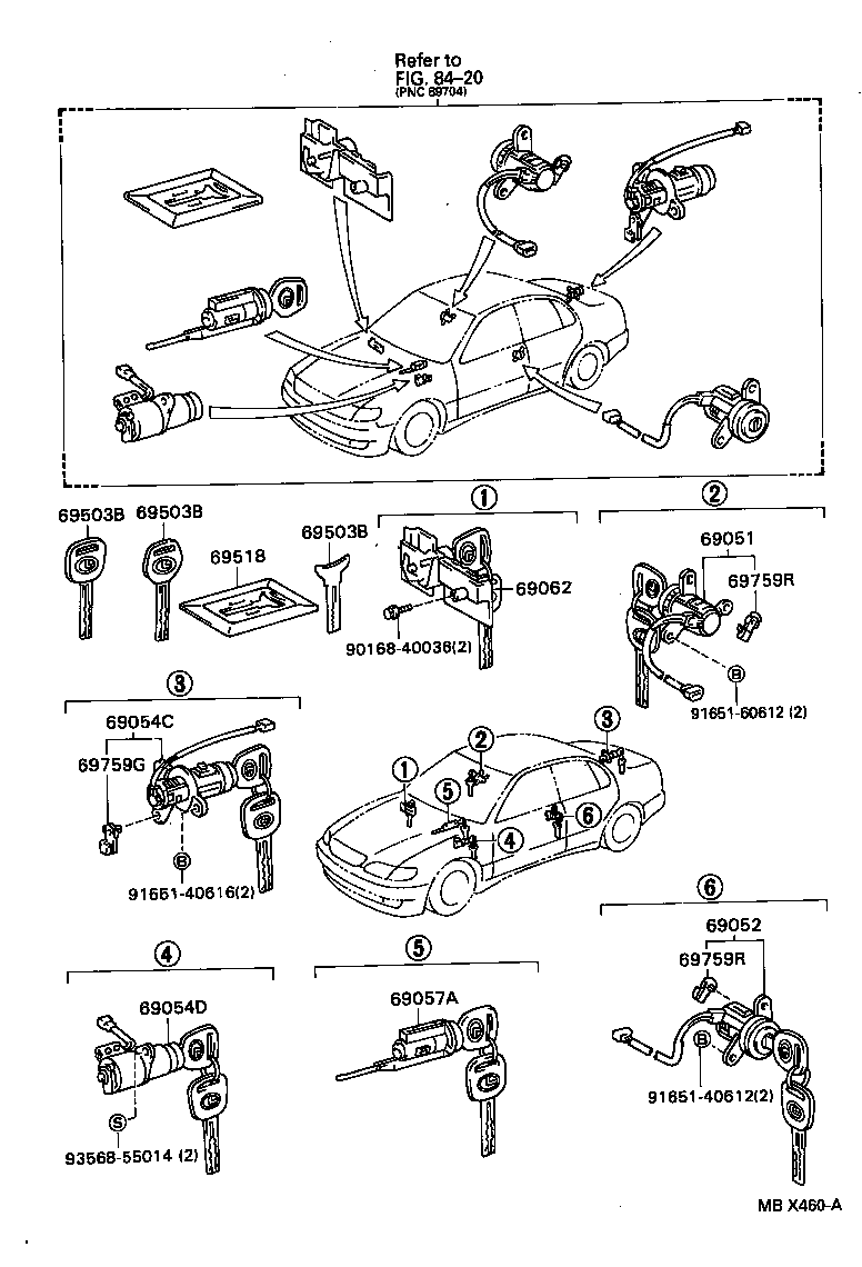 69055-30300 CYLINDER & KEY SET, LUGGAGE COMPARTMENT LOCK product image