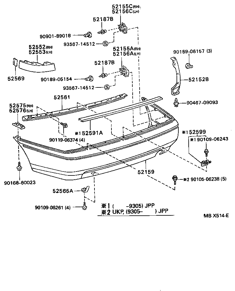 52155-20280 SUPPORT, REAR BUMPER SIDE, NO.1 RH product image