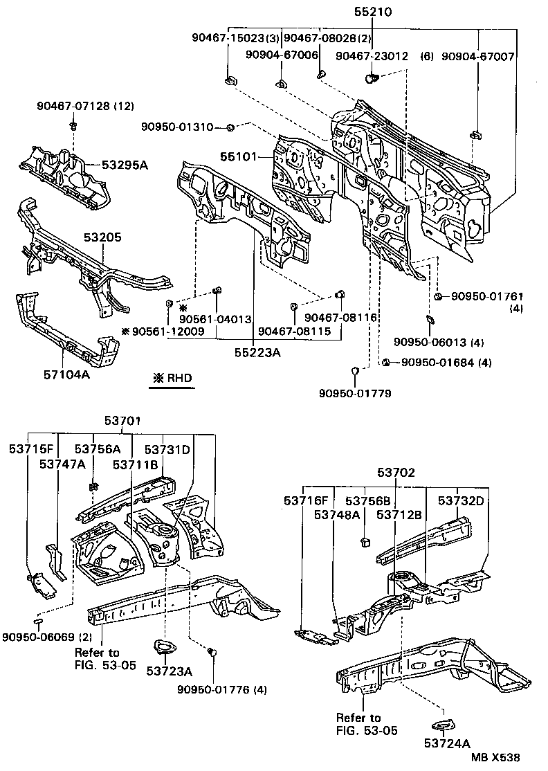 53701-14938 APRON SUB-ASSY, FRONT FENDER, RH product image