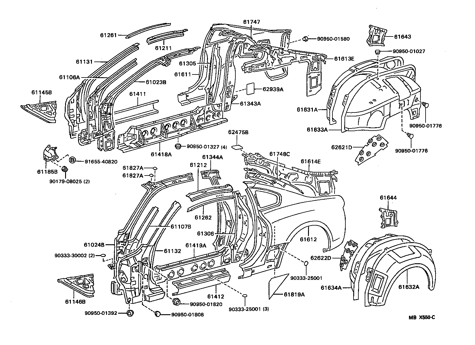 Toyota 61607-14908 PANEL, QUARTER WHEEL HOUSE, INNER RH