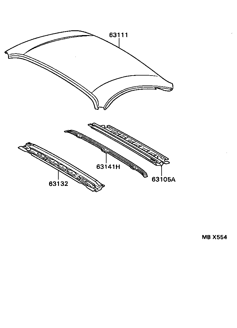 63141-14090 REINFORCEMENT, ROOF PANEL, CENTER product image