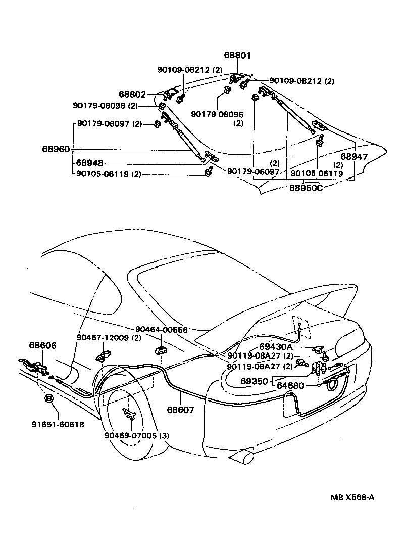 68950-19895 STAY ASSY, BACK DOOR, RH product image