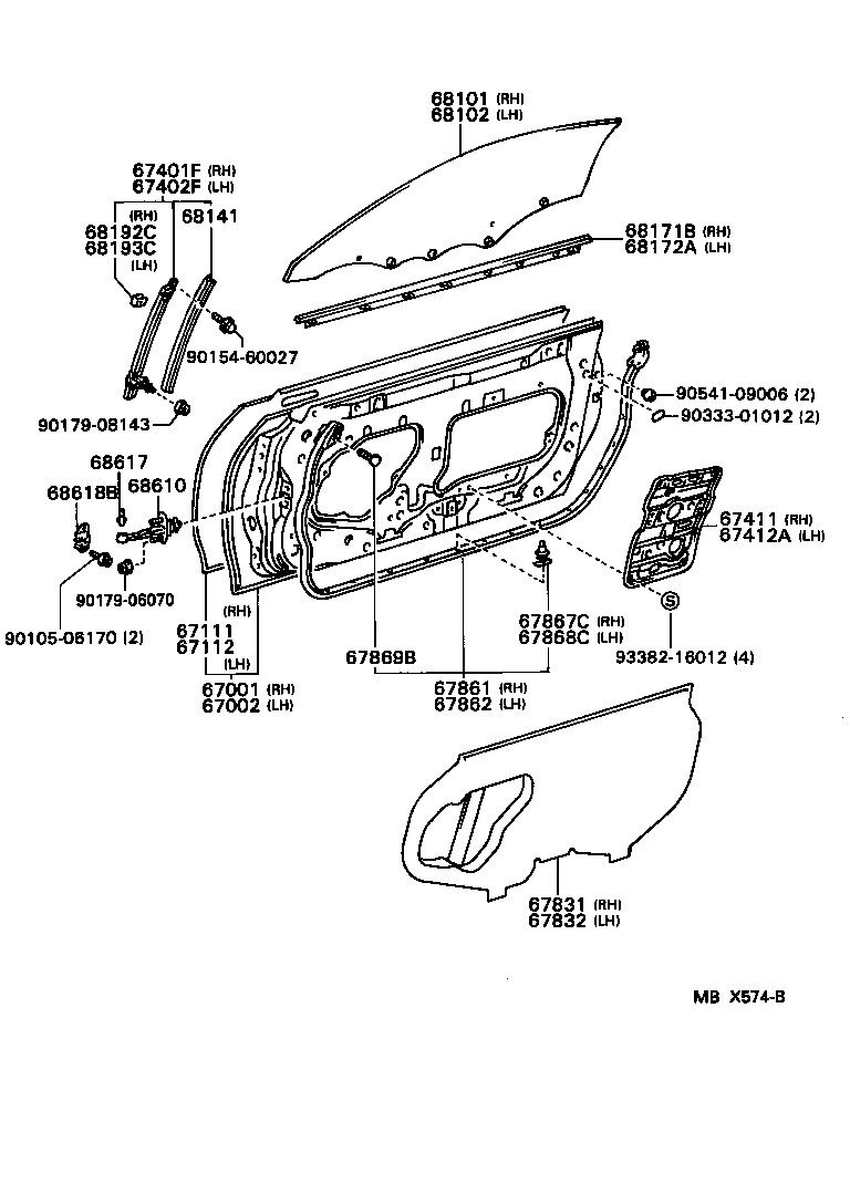 67412-14060 FRAME, FRONT DOOR WINDOW, FRONT UPPER LH product image