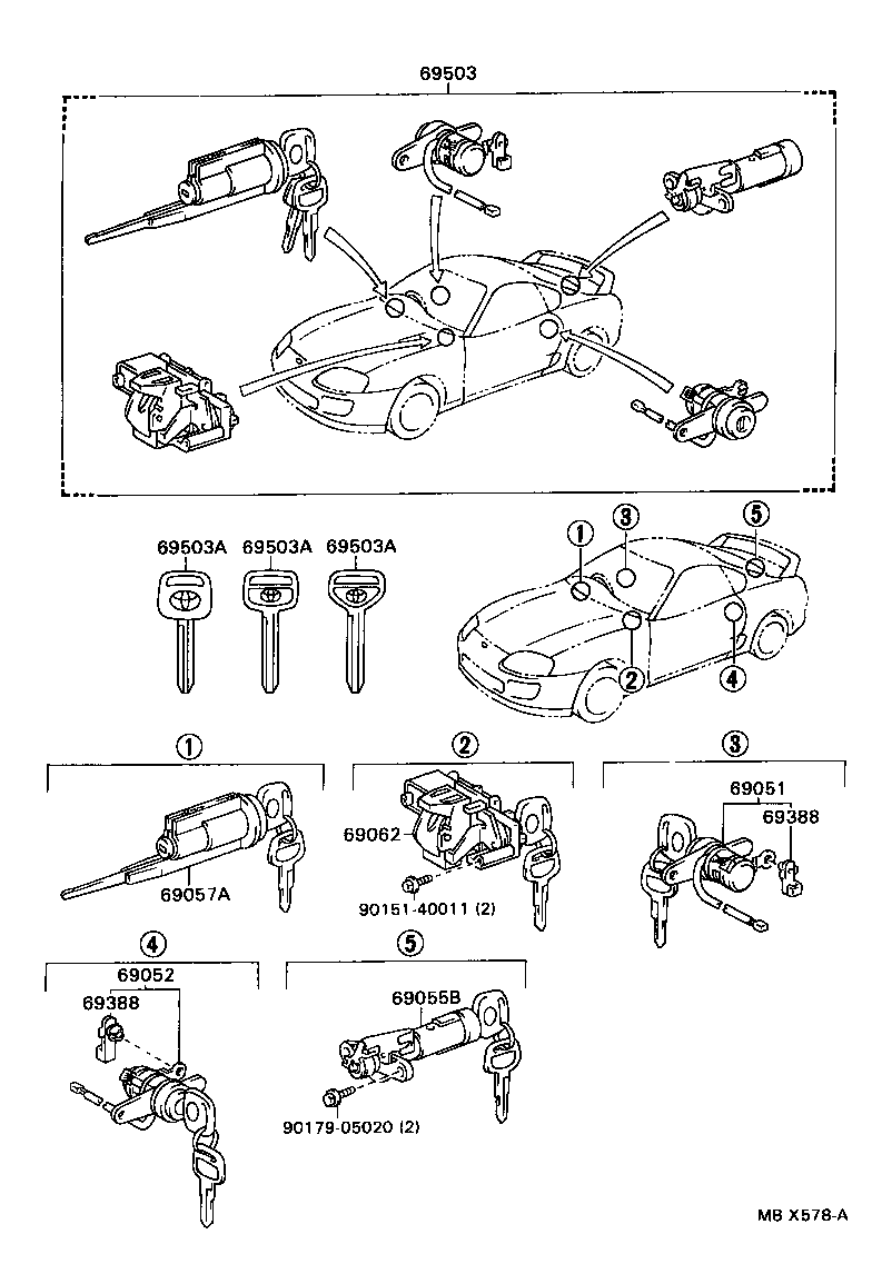 69005-14700 CYLINDER SET, LOCK product image