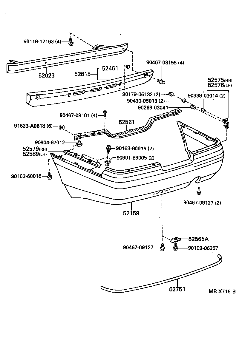 52461-30070 PAD, REAR BUMPER, CENTER product image