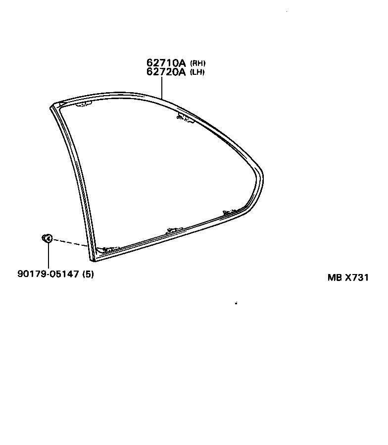 62720-AA030 WINDOW ASSY, QUARTER, LH product image