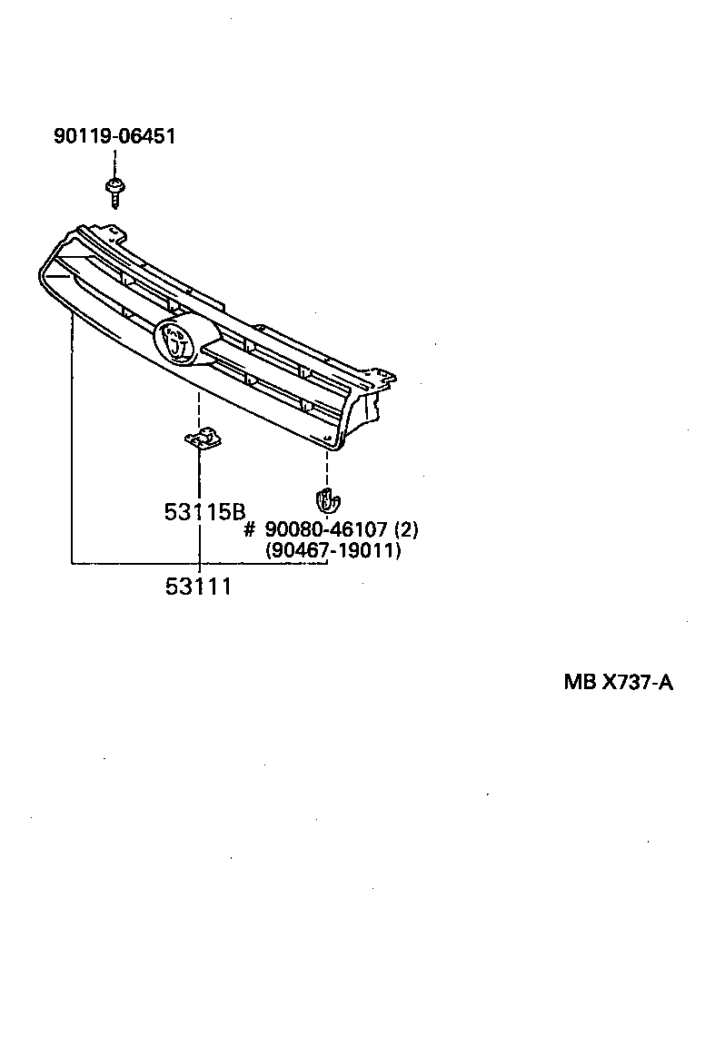 53115-06010 BRACKET, RADIATOR GRILLE product image