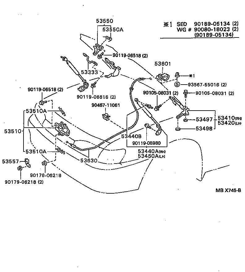 53630-33020 CABLE ASSY, HOOD LOCK CONTROL product image