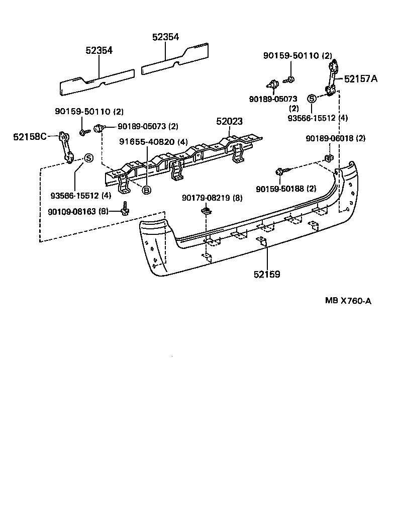52019-95J32 BAR SUB-ASSY, REAR BUMPER product image