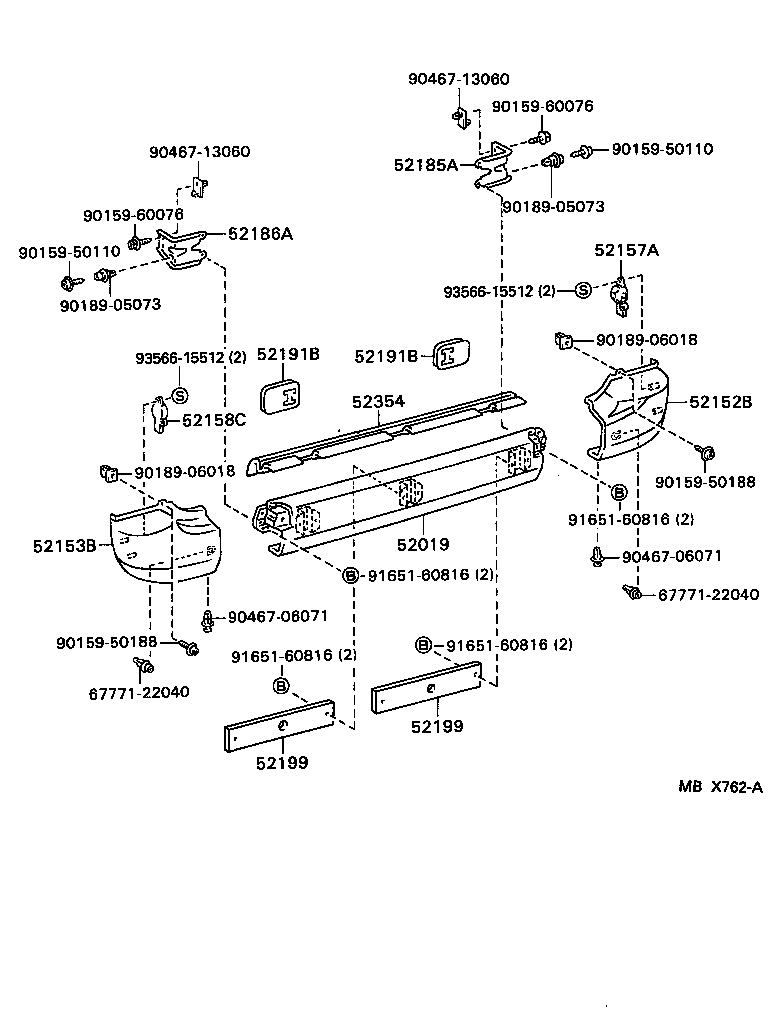 52019-95J32 BAR SUB-ASSY, REAR BUMPER product image