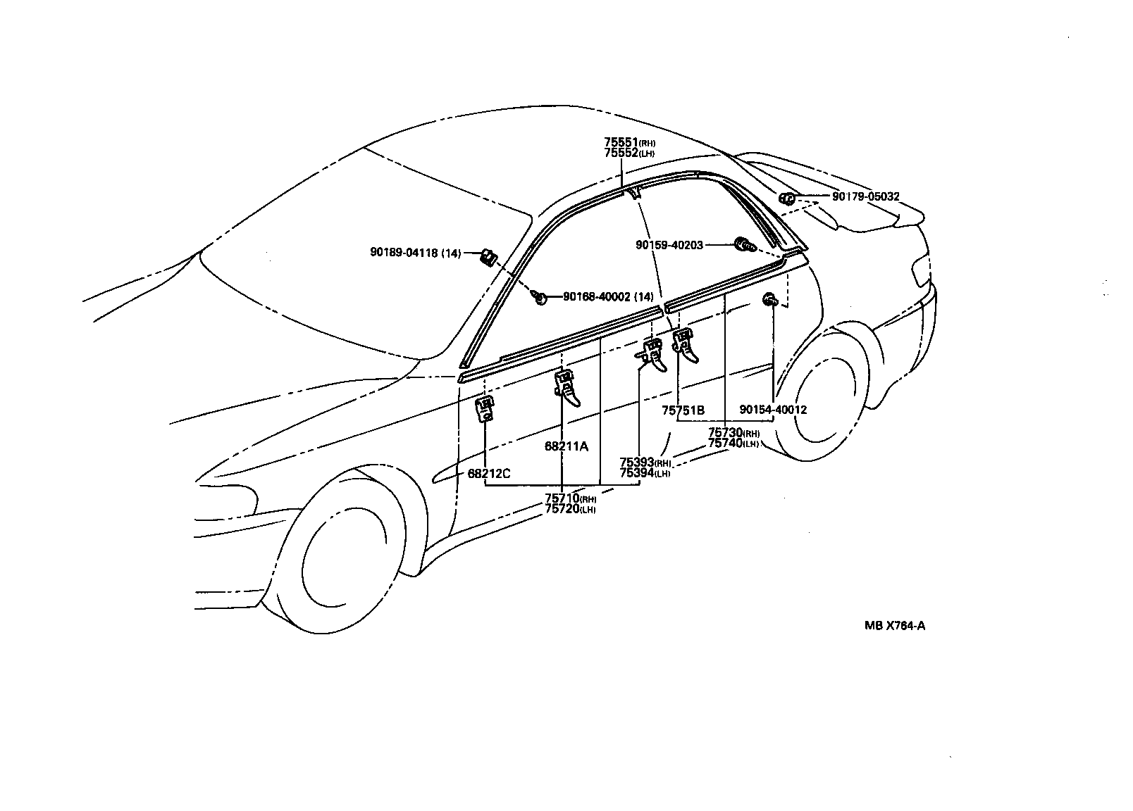 75506-20150 MOULDING, ROOF DRIP SIDE FINISH, LH product image