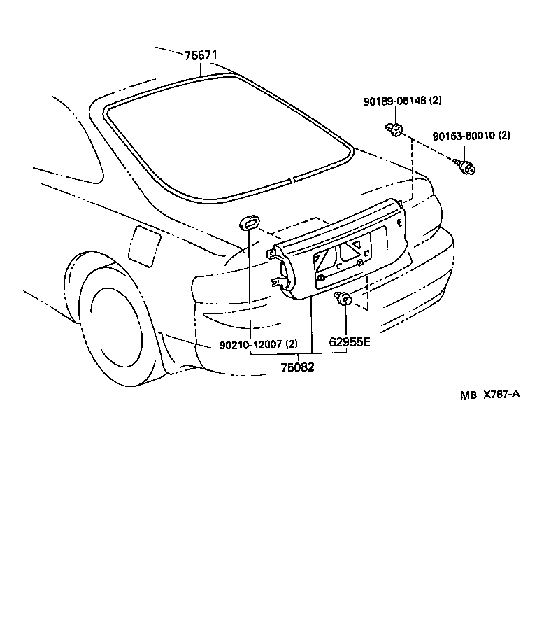 Toyota 62955-20150 RETAINER, LOWER BACK FINISH PANEL