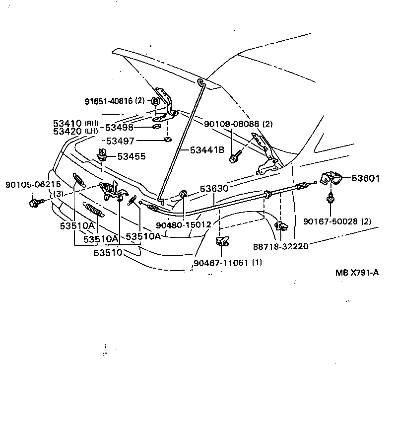 53441-34010 SUPPORT, HOOD product image