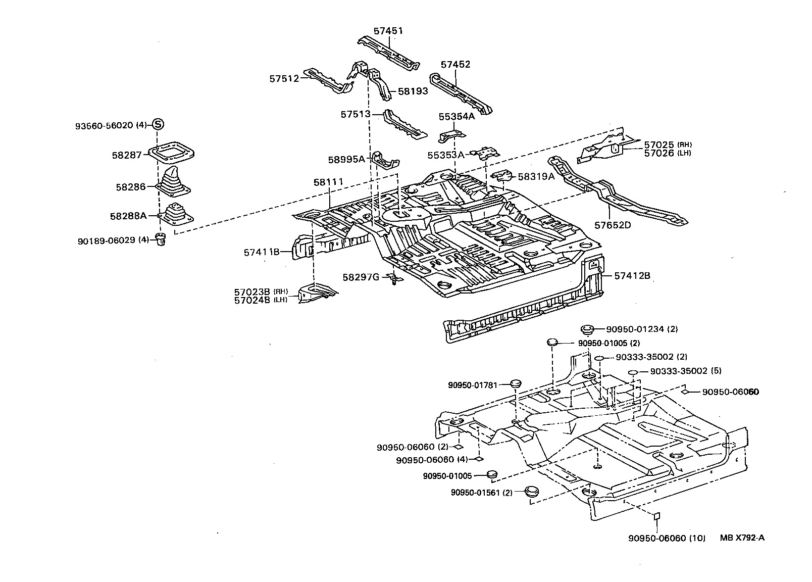 57023-34020 BRACKET SUB-ASSY, BODY MOUNTING, NO.2 RH product image