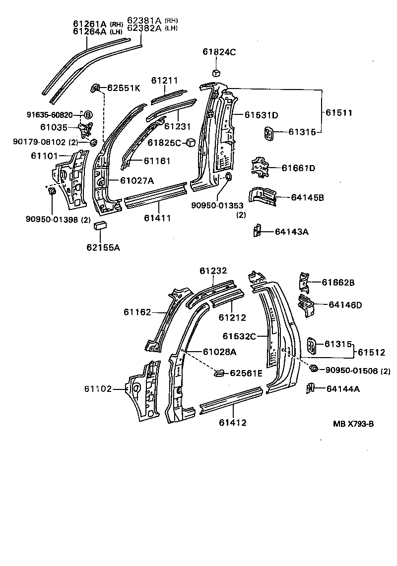 61263-34010 CHANNEL, ROOF DRIP SIDE, FRONT RH product image
