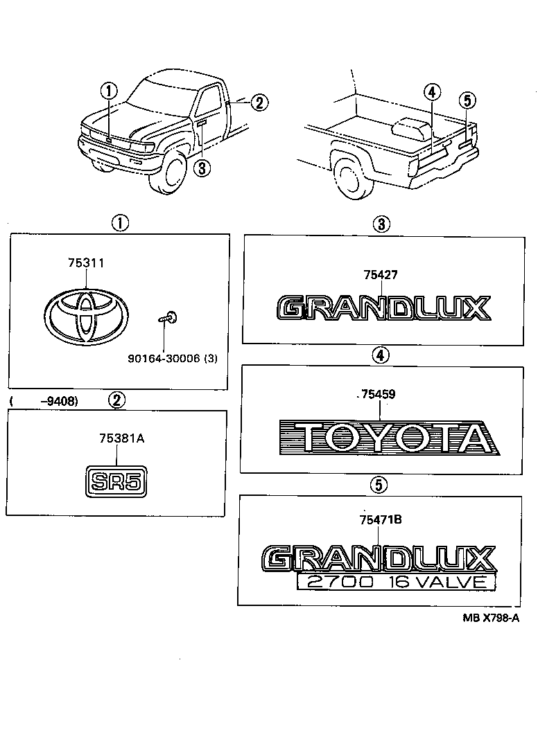 75471-34010 PLATE, REAR BODY NAME, NO.1 product image