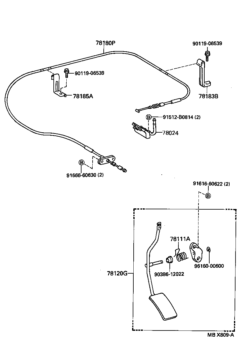 78183-34030 CLAMP, ACCELERATOR CONTROL CABLE product image