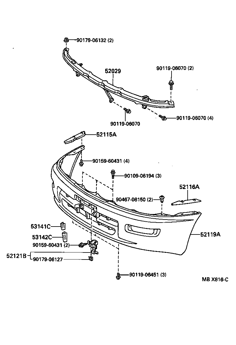 52029-20070 REINFORCEMENT SUB-ASSY, FRONT BUMPER, UPPER product image