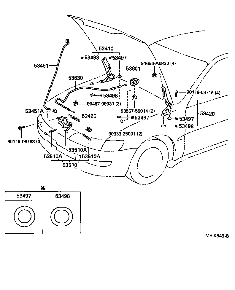 53451-20190 ROD, HOOD SUPPORT product image