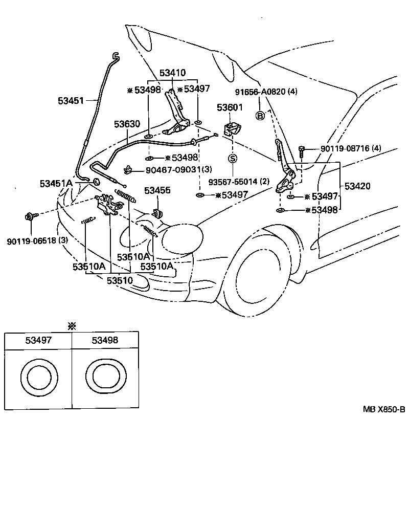 53510-20491 LOCK ASSY, HOOD product image