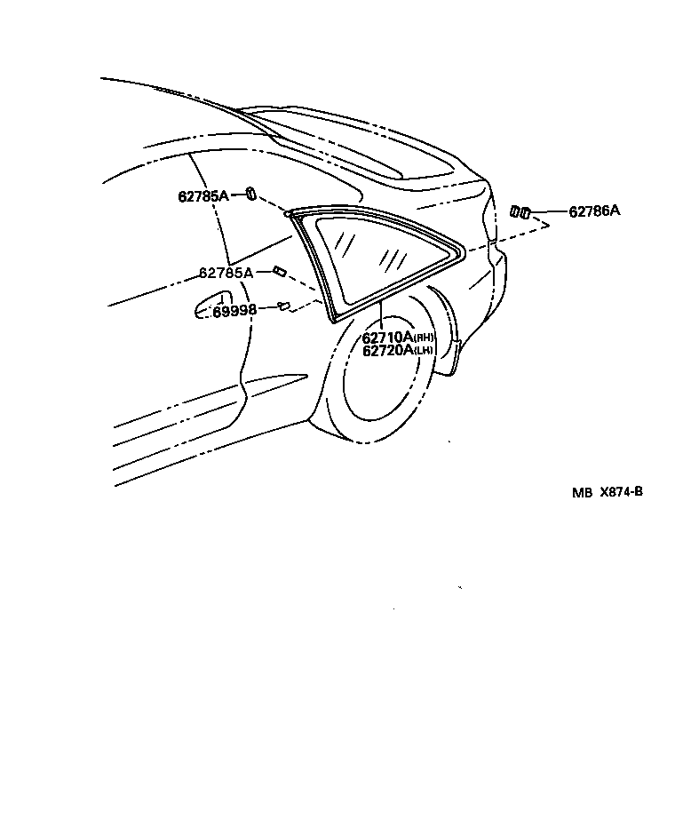 Toyota 62720-20290 WINDOW ASSY, QUARTER, LH