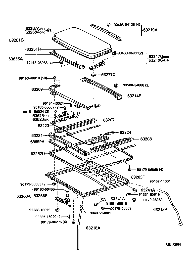 63241-20100 BRACKET, SLIDING ROOF HOUSING FRONT MOUNTING, RH product image