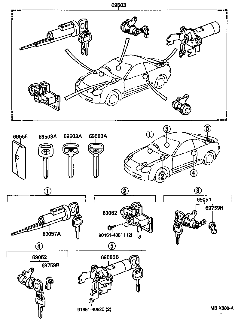 69005-2B370 CYLINDER SET, LOCK product image
