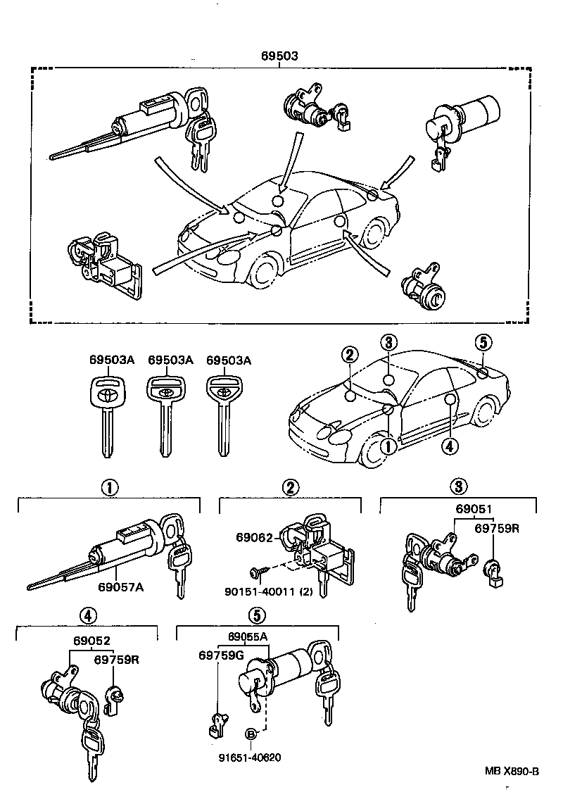 69005-2B330 CYLINDER SET, LOCK product image