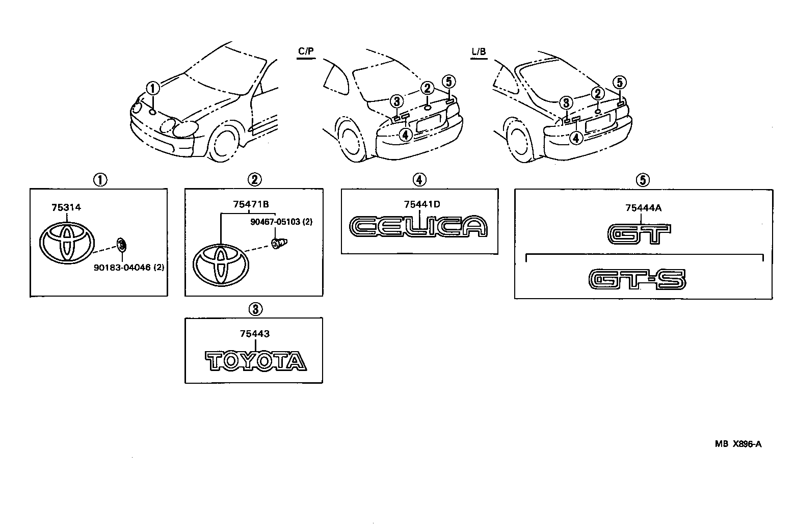 Toyota 75444-2B310 PLATE, BACK DOOR NAME, NO.4