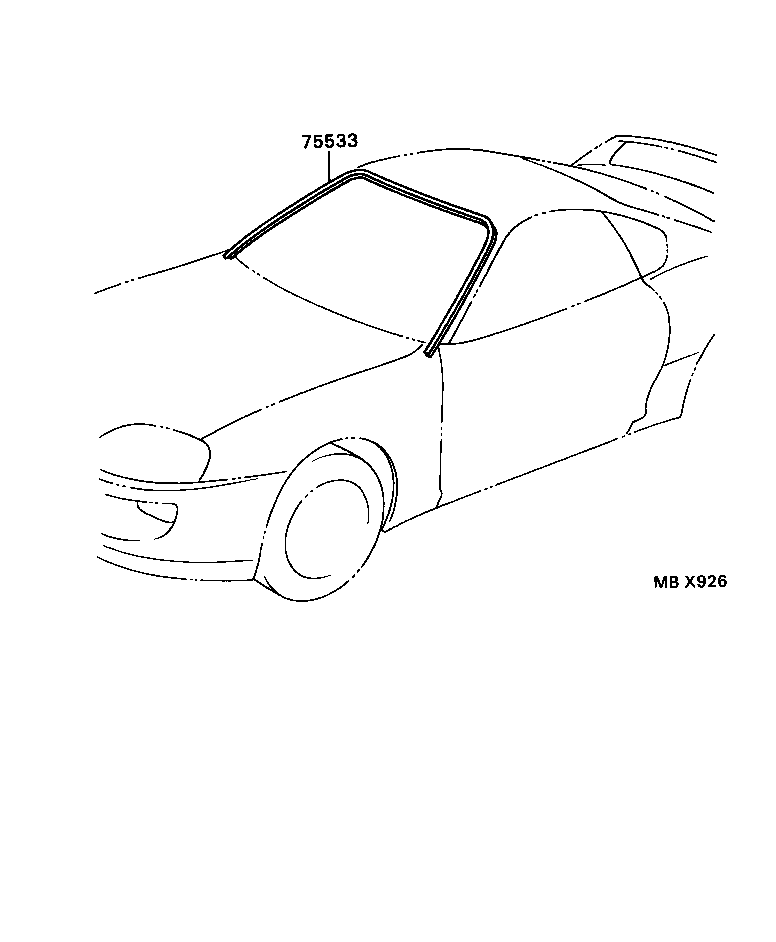 75533-14200 MOULDING, WINDSHIELD, OUTSIDE RH product image