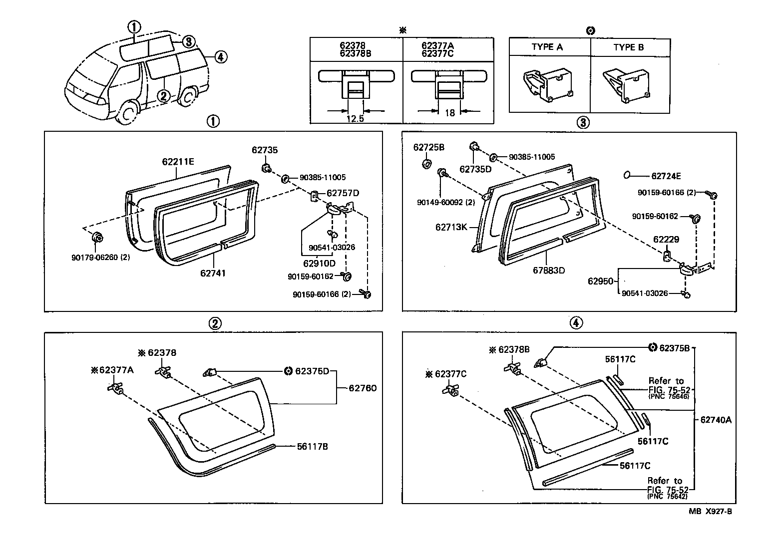 62740-28580 WINDOW ASSY, SIDE, REAR LH product image