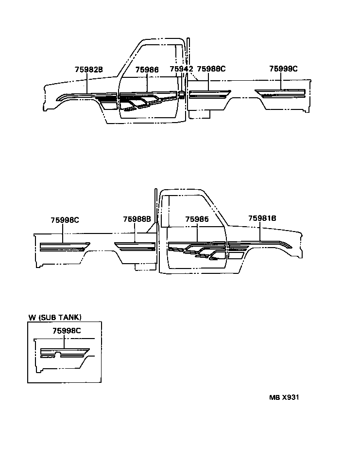 75974-60060 STRIPE, SIDE, LH NO.2(FOR LOWER) product image
