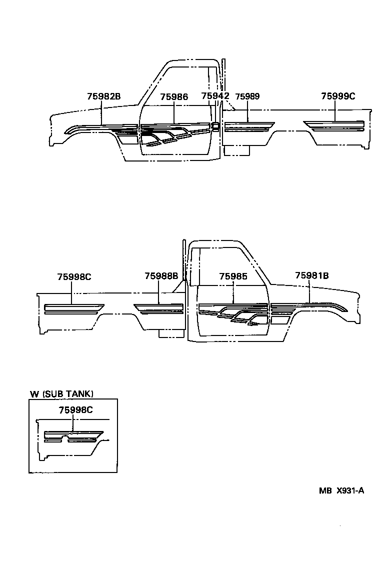 75993-60230 STRIPE, QUARTER, REAR RH product image