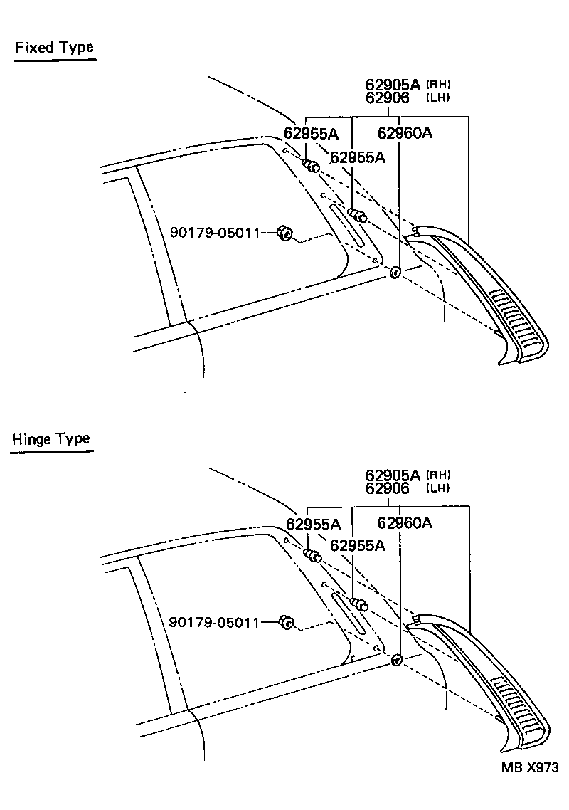 62906-10100 LOUVER, QUATER VENTILATION, LH product image